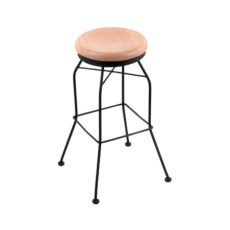 Holland Bar Stool Co 30" Swivel Bar Stool, Black Wrinkle, Nat Oak Seat 302030BWNatOak